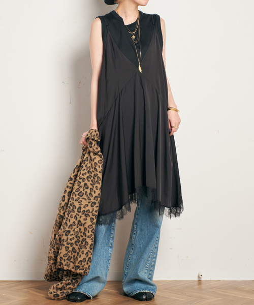 新品　マロウレースドッキングワンピース　レース　ドッキング　ブラック Mystrada（マイストラーダ）の「マロウレースドッキング