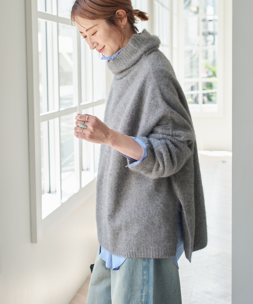 Spick & Span(スピックアンドスパン)の「《追加》フォックスウールミックスロングリブタートルプルオーバー(ニット/セーター・レディース・グレー/チョコ・FREE)」の8枚目の写真