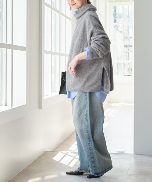 Spick & Span(スピックアンドスパン)の「《追加》フォックスウールミックスロングリブタートルプルオーバー(ニット/セーター・レディース・グレー/チョコ・FREE)」の11枚目の写真