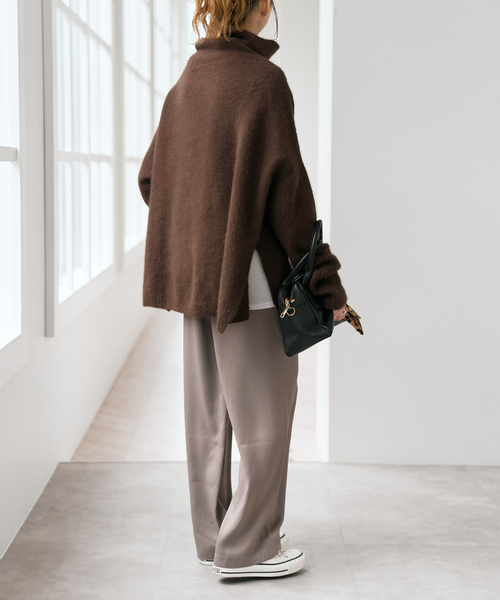 Spick & Span(スピックアンドスパン)の「《追加》フォックスウールミックスロングリブタートルプルオーバー(ニット/セーター・レディース・グレー/チョコ・FREE)」の15枚目の写真