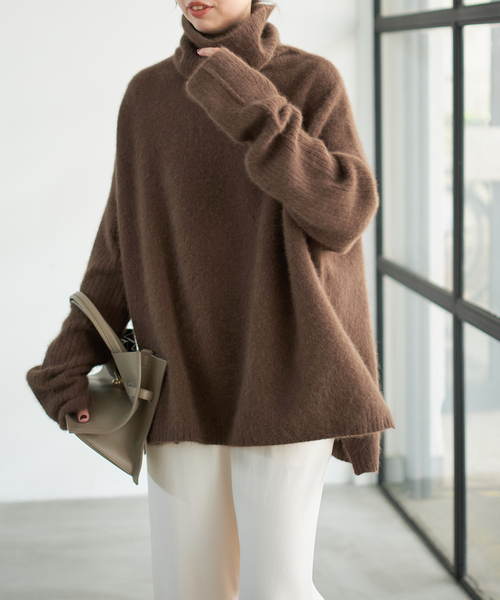 Spick & Span(スピックアンドスパン)の「《追加》フォックスウールミックスロングリブタートルプルオーバー(ニット/セーター・レディース・グレー/チョコ・FREE)」の17枚目の写真