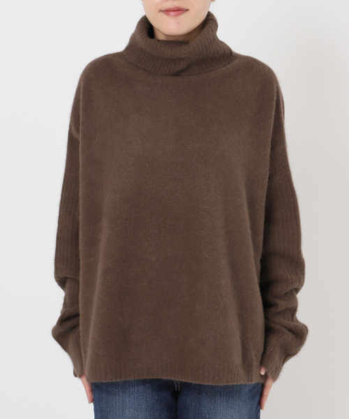 スピックアンドスパン　フォックスウールロングリブタートルプルオーバー　グレー Spick & Span｜《追加》フォックスウールミックスロングリブタートル