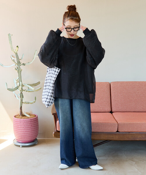 限定展開 オーガンジー 重ね ラグラン スウェット（スウェット