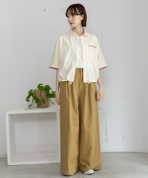 POU DOU DOU(プードゥドゥ)の「2タックワイドパンツ(その他パンツ・レディース・カーキ/ネイビー/ベージュ・M)」の4枚目の写真
