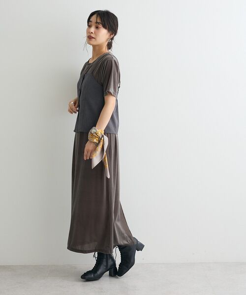 CRAFT STANDARD BOUTIQUE（クラフトスタンダードブティック）の「フロントボタンキャミビスチェ（ベスト・レディース・チャコールグレー/ブラウン・FREE）」の9枚目の写真