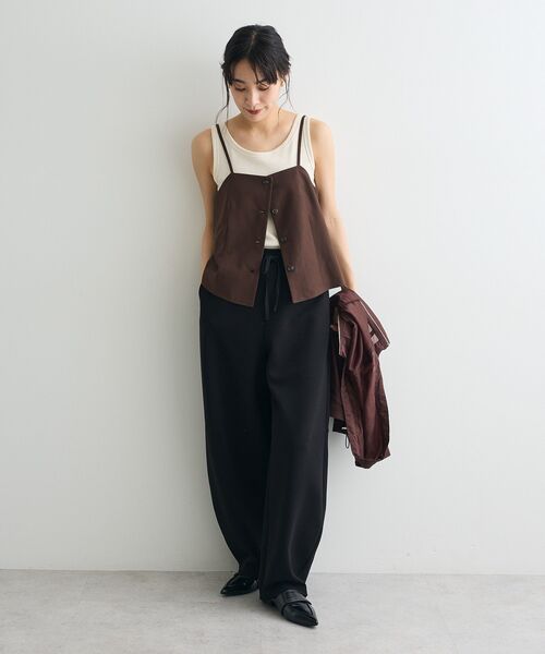 CRAFT STANDARD BOUTIQUE（クラフトスタンダードブティック）の「フロントボタンキャミビスチェ（ベスト・レディース・チャコールグレー/ブラウン・FREE）」の4枚目の写真