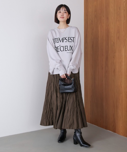 Bou Jeloud（ブージュルード）の「ワッシャーマットサテンスカート（スカート・レディース・ブラウン/ブラック/ベージュ・FREE）」の7枚目の写真