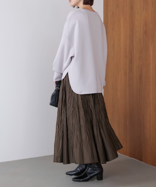 Bou Jeloud（ブージュルード）の「ワッシャーマットサテンスカート（スカート・レディース・ブラウン/ブラック/ベージュ・FREE）」の9枚目の写真