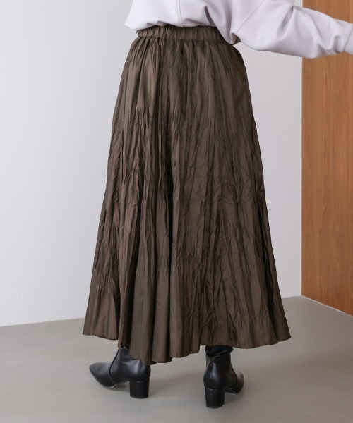 Bou Jeloud（ブージュルード）の「ワッシャーマットサテンスカート（スカート・レディース・ブラウン/ブラック/ベージュ・FREE）」の10枚目の写真