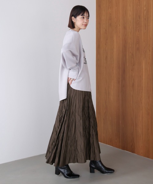 Bou Jeloud（ブージュルード）の「ワッシャーマットサテンスカート（スカート・レディース・ブラウン/ブラック/ベージュ・FREE）」の11枚目の写真