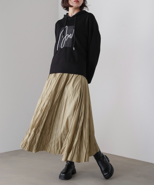 Bou Jeloud（ブージュルード）の「ワッシャーマットサテンスカート（スカート・レディース・ブラウン/ブラック/ベージュ・FREE）」の15枚目の写真