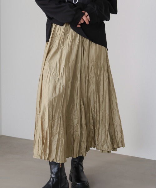 Bou Jeloud（ブージュルード）の「ワッシャーマットサテンスカート（スカート・レディース・ブラウン/ブラック/ベージュ・FREE）」の17枚目の写真