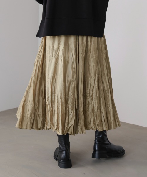 Bou Jeloud（ブージュルード）の「ワッシャーマットサテンスカート（スカート・レディース・ブラウン/ブラック/ベージュ・FREE）」の18枚目の写真