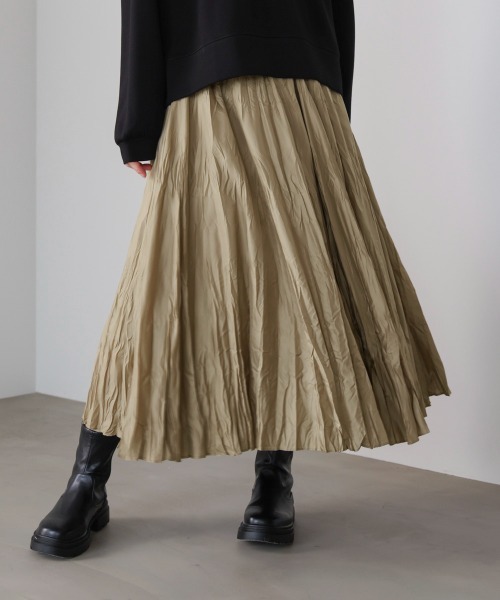 Bou Jeloud（ブージュルード）の「ワッシャーマットサテンスカート（スカート・レディース・ブラウン/ブラック/ベージュ・FREE）」の20枚目の写真