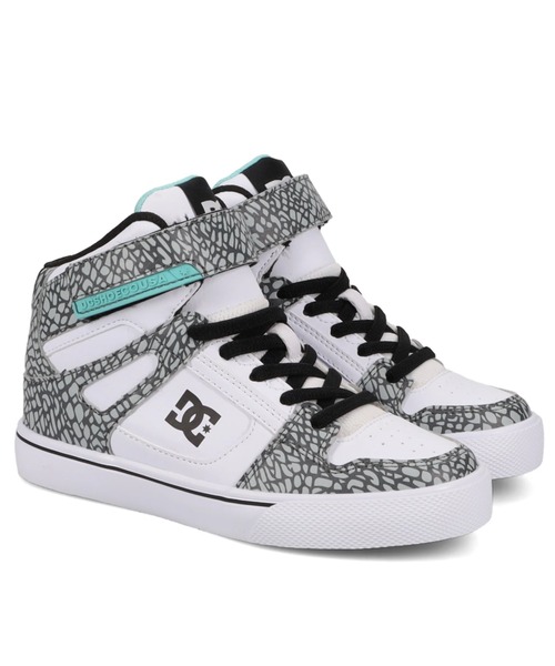 DC SHOES(ディーシーシューズ)の「PURE HIGH-TOP SE EV/DCキッズハイカットスニーカー(スニーカー・キッズ・ホワイト×グリーン/ホワイト×グレー・22cm/23cm/24cm/25cm/17cm/18cm/19cm/20cm/21cm)」の2枚目の写真