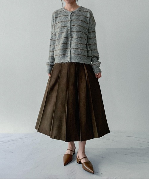 on:nue（オンニュ）の「【on:nue】[着用動画あり！/3色展開/2サイズ展開] ハイウエストプリーツスカート（スカート・レディース・ブラック/ブラウン/グレー・MEDIUM/SMALL）」の9枚目の写真