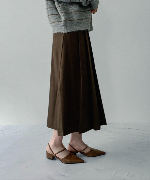 on:nue（オンニュ）の「【on:nue】[着用動画あり！/3色展開/2サイズ展開] ハイウエストプリーツスカート（スカート・レディース・ブラック/ブラウン/グレー・MEDIUM/SMALL）」の7枚目の写真