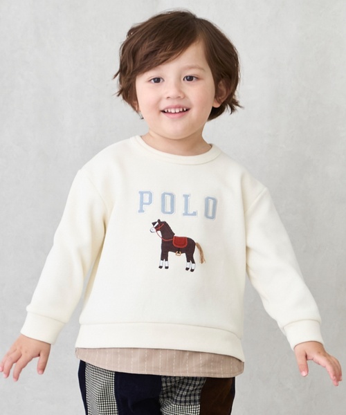 petit main(プティマイン)の「【POLO BCS】アップリケトレーナー(スウェット・キッズ・ブラウン/オフホワイト/ネイビー/トップグレー・130cm/120cm/100cm/110cm/90cm/80cm)」の3枚目の写真