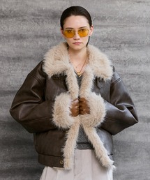 soerte（ソエルテ）の「Stand Collar Fur-Trimmed B-3 Jacket / スタンドカラーB-3ムートンジャケット（ムートンコート）」