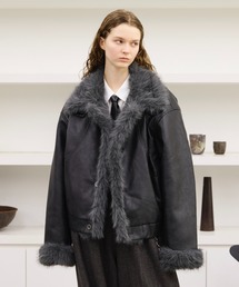 soerte(�\�G���e)��Stand Collar Fur-Trimmed B-3 Jacket / �X�^���h�J���[B-3���[�g���W���P�b�g(���[�g���R�[�g)