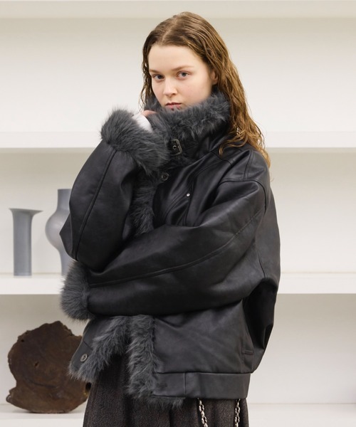 Stand Collar Fur-Trimmed B-3 Jacket / スタンドカラーB-3ムートン