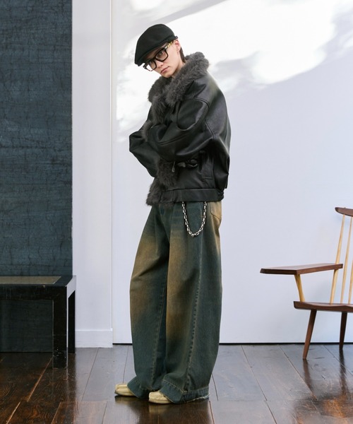 soerte（ソエルテ）の「Stand Collar Fur-Trimmed B-3 Jacket / スタンドカラーB-3ムートンジャケット（ムートンコート・メンズ・ブラック/ブラウン・1/2/3）」の18枚目の写真