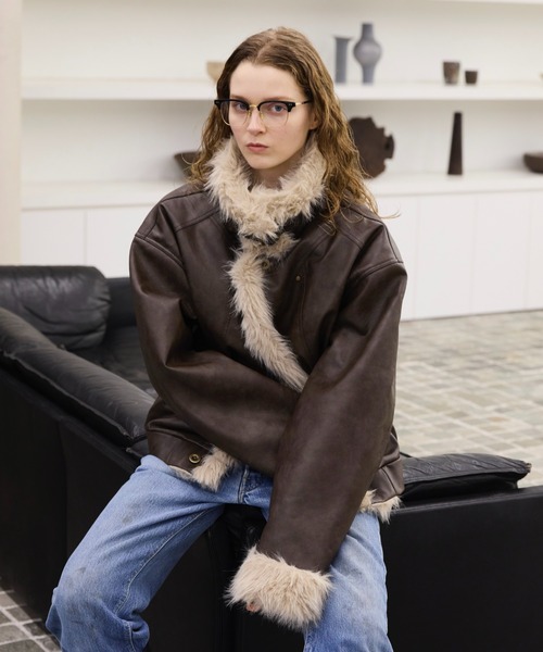 セール】Stand Collar Fur-Trimmed B-3 Jacket / スタンドカラーB-3