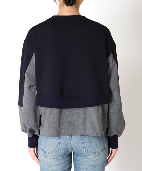 Cepica（セピカ）の「【MARECHAL TERRE】ジャケットレイヤード風トップス（スウェット・レディース・ブラック/ネイビー・FREE）」の4枚目の写真