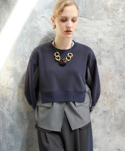 Cepica（セピカ）の「【MARECHAL TERRE】ジャケットレイヤード風トップス（スウェット・レディース・ブラック/ネイビー・FREE）」の12枚目の写真