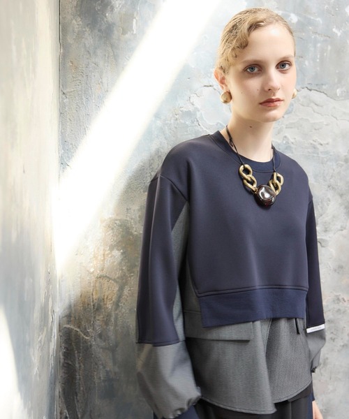 Cepica（セピカ）の「【MARECHAL TERRE】ジャケットレイヤード風トップス（スウェット・レディース・ブラック/ネイビー・FREE）」の13枚目の写真