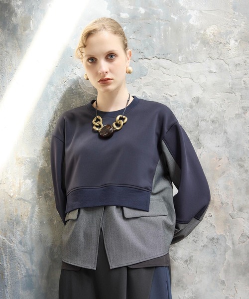 Cepica（セピカ）の「【MARECHAL TERRE】ジャケットレイヤード風トップス（スウェット・レディース・ブラック/ネイビー・FREE）」の14枚目の写真