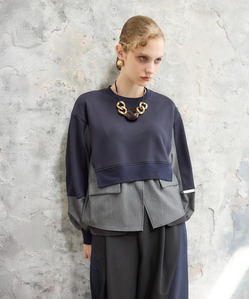 Cepica（セピカ）の「【MARECHAL TERRE】ジャケットレイヤード風トップス（スウェット・レディース・ブラック/ネイビー・FREE）」の15枚目の写真