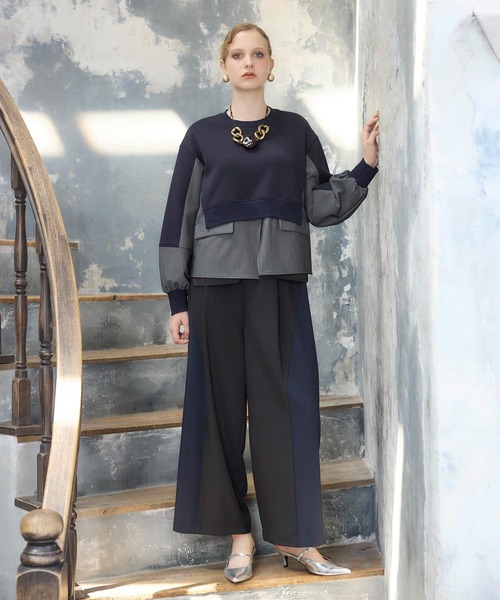 Cepica（セピカ）の「【MARECHAL TERRE】ジャケットレイヤード風トップス（スウェット・レディース・ブラック/ネイビー・FREE）」の16枚目の写真