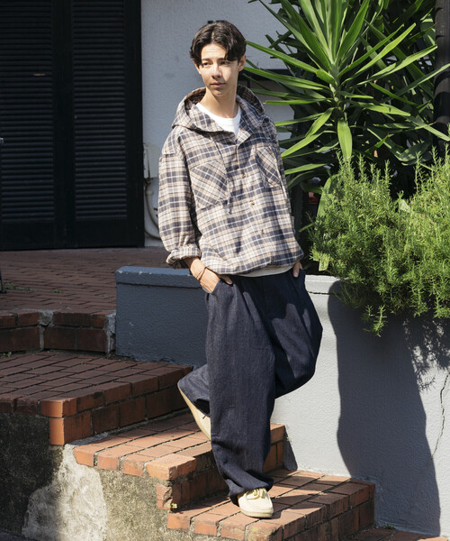 Foxfire(フォックスファイヤー)の「Foxfire/フォックスファイヤー 別注 チェックネル プルオーバーフーディーシャツ/リラックスフィット(シャツ/ブラウス・メンズ・チャコールグレー/グリーン/ネイビー・LARGE/MEDIUM)」の8枚目の写真