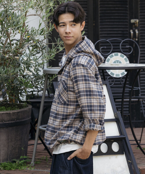 Foxfire(フォックスファイヤー)の「Foxfire/フォックスファイヤー 別注 チェックネル プルオーバーフーディーシャツ/リラックスフィット(シャツ/ブラウス・メンズ・チャコールグレー/グリーン/ネイビー・LARGE/MEDIUM)」の20枚目の写真