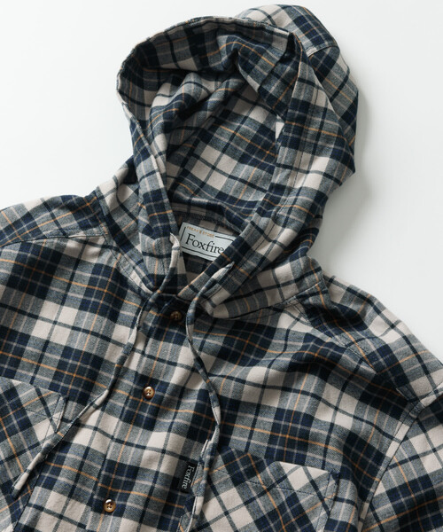 Foxfire(フォックスファイヤー)の「Foxfire/フォックスファイヤー 別注 チェックネル プルオーバーフーディーシャツ/リラックスフィット(シャツ/ブラウス・メンズ・チャコールグレー/グリーン/ネイビー・LARGE/MEDIUM)」の19枚目の写真