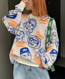 SOUNDSGOOOOD（サウンズグッド）の「【SOUNDS GOOOOD】アソートフェイス柄ファンキーニット（ニット/セーター）」