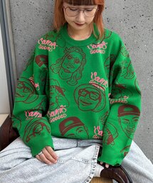 SOUNDSGOOOOD（サウンズグッド）の「【SOUNDS GOOOOD】アソートフェイス柄ファンキーニット（ニット/セーター）」