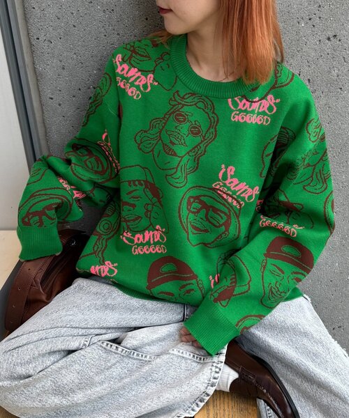 SOUNDS GOOOOD】アソートフェイス柄ファンキーニット（ニット/セーター