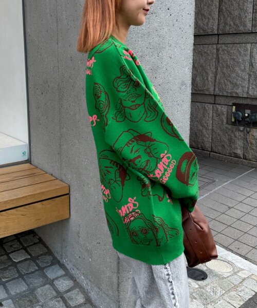 セール】【SOUNDS GOOOOD】アソートフェイス柄ファンキーニット