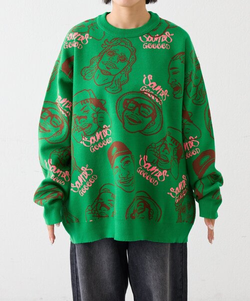 セール】【SOUNDS GOOOOD】アソートフェイス柄ファンキーニット