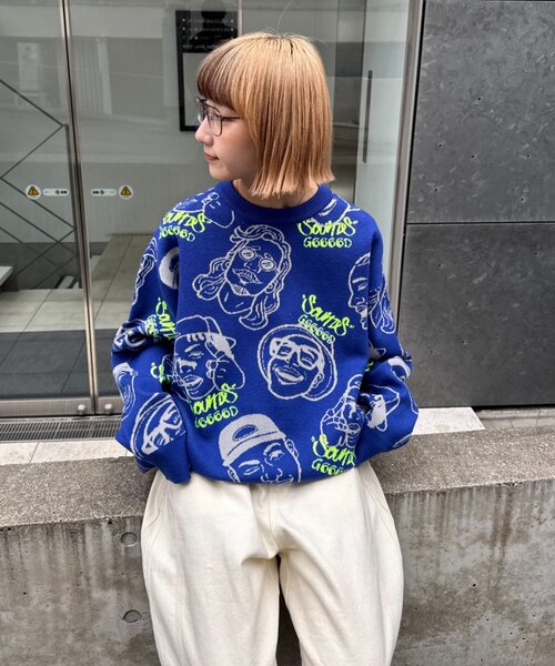 セール】【SOUNDS GOOOOD】アソートフェイス柄ファンキーニット