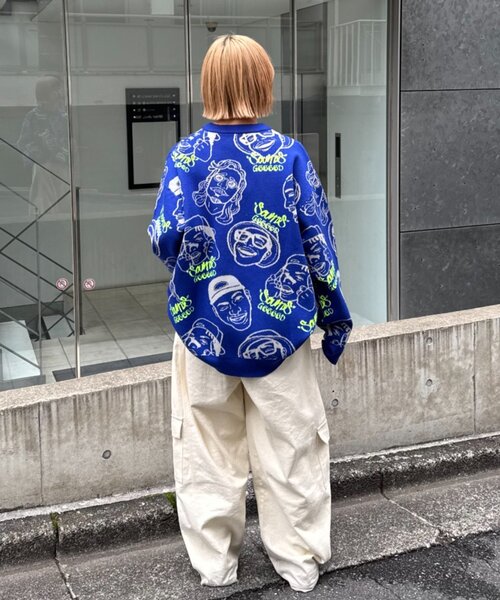 セール】【SOUNDS GOOOOD】アソートフェイス柄ファンキーニット