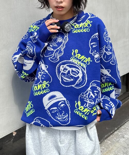 セール】【SOUNDS GOOOOD】アソートフェイス柄ファンキーニット