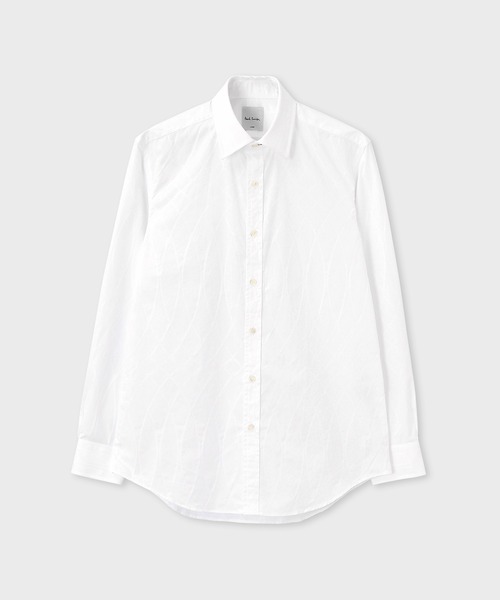 Paul Smith Lサイズドレスシャツ Lサイズ 白 ビジネスシャツ セール】ネオ ゴシック ジャカード ドレスシャツ / 253211 902PX