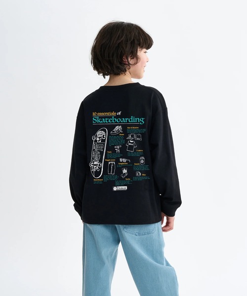 ELEMENT(エレメント)の「ELEMENT キッズ ESSENTIAL LS YOUTH ロンT 【2025年秋冬モデル】/エレメントキッズバックプリント長袖ロンT(Tシャツ/カットソー・キッズ・ブラック/マルチ/ホワイト・SMALL/X-LARGE/LARGE/MEDIUM)」の1枚目の写真