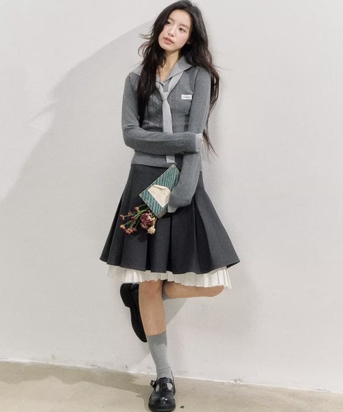 セール】セーラーカラーレイヤードニットトップス SP25f028