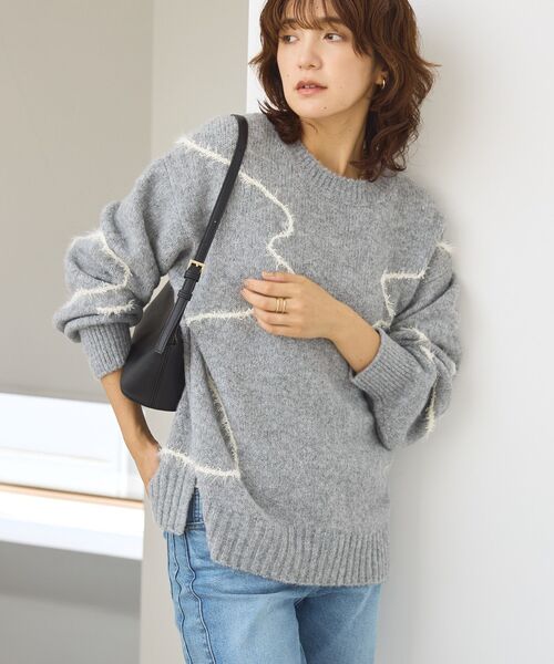 セール】ニュアンスライン柄ニットプルオーバー（ニット/セーター