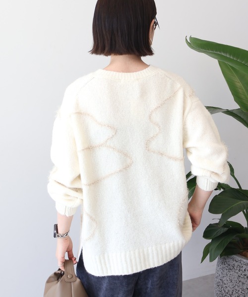セール】ニュアンスライン柄ニットプルオーバー（ニット/セーター