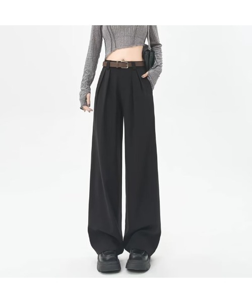Ritzy(リッツィー)の「ハイウエスト プリーツワイドパンツ(その他パンツ・レディース・グレー/カーキ/ブラック・M/L)」の2枚目の写真
